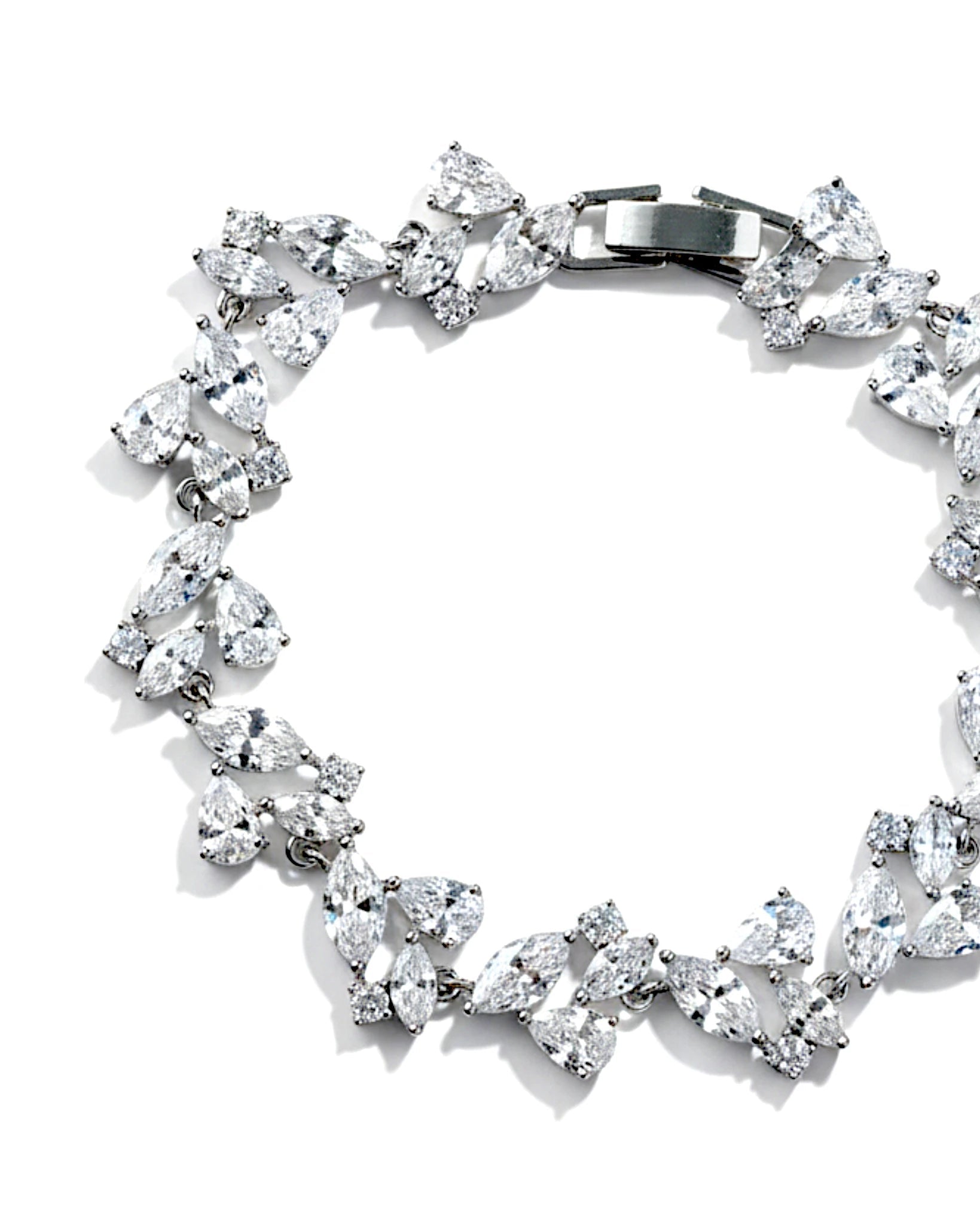 Silver Wedding bracelet with Multishape CZ Gem Stones Stones - Cassandra Lynne