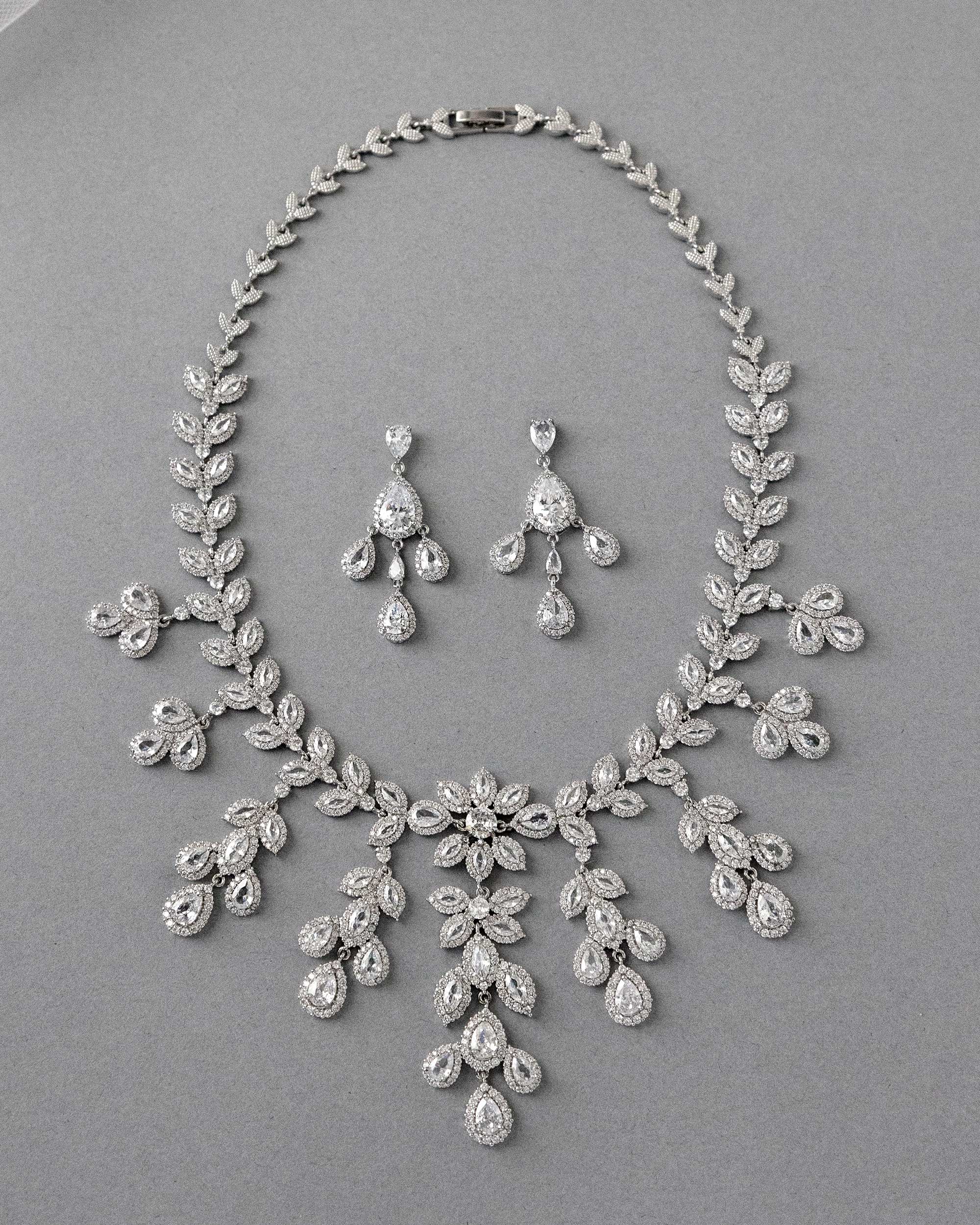 Chandelier Bridal Necklace of CZ Jewels - Cassandra Lynne