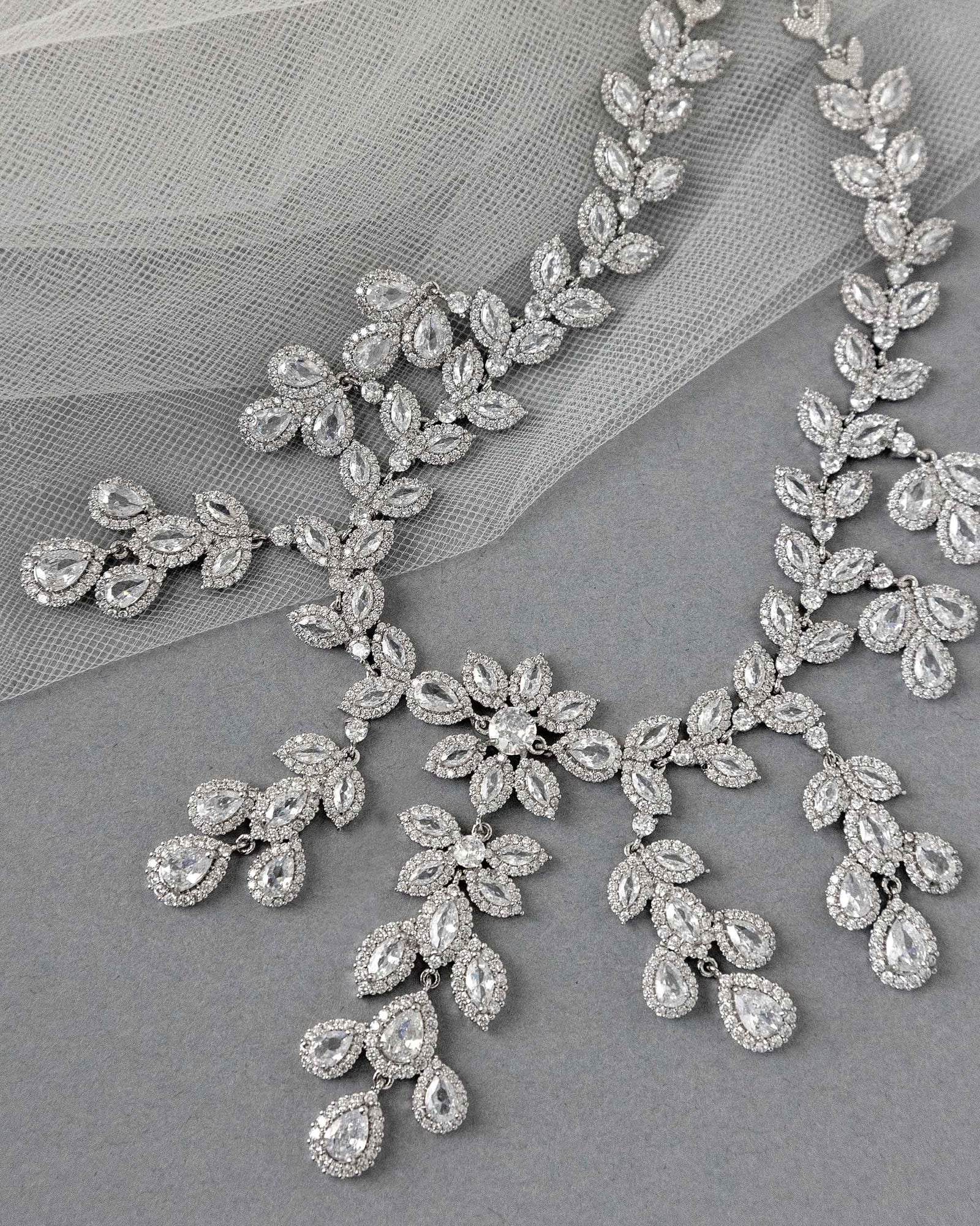 Chandelier Bridal Necklace of CZ Jewels - Cassandra Lynne