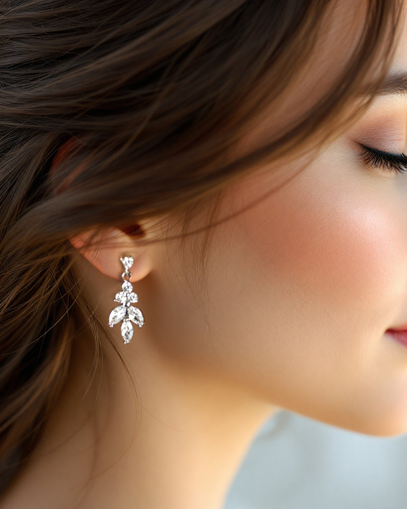 Simple Leaf Drop CZ Earrings - Cassandra Lynne