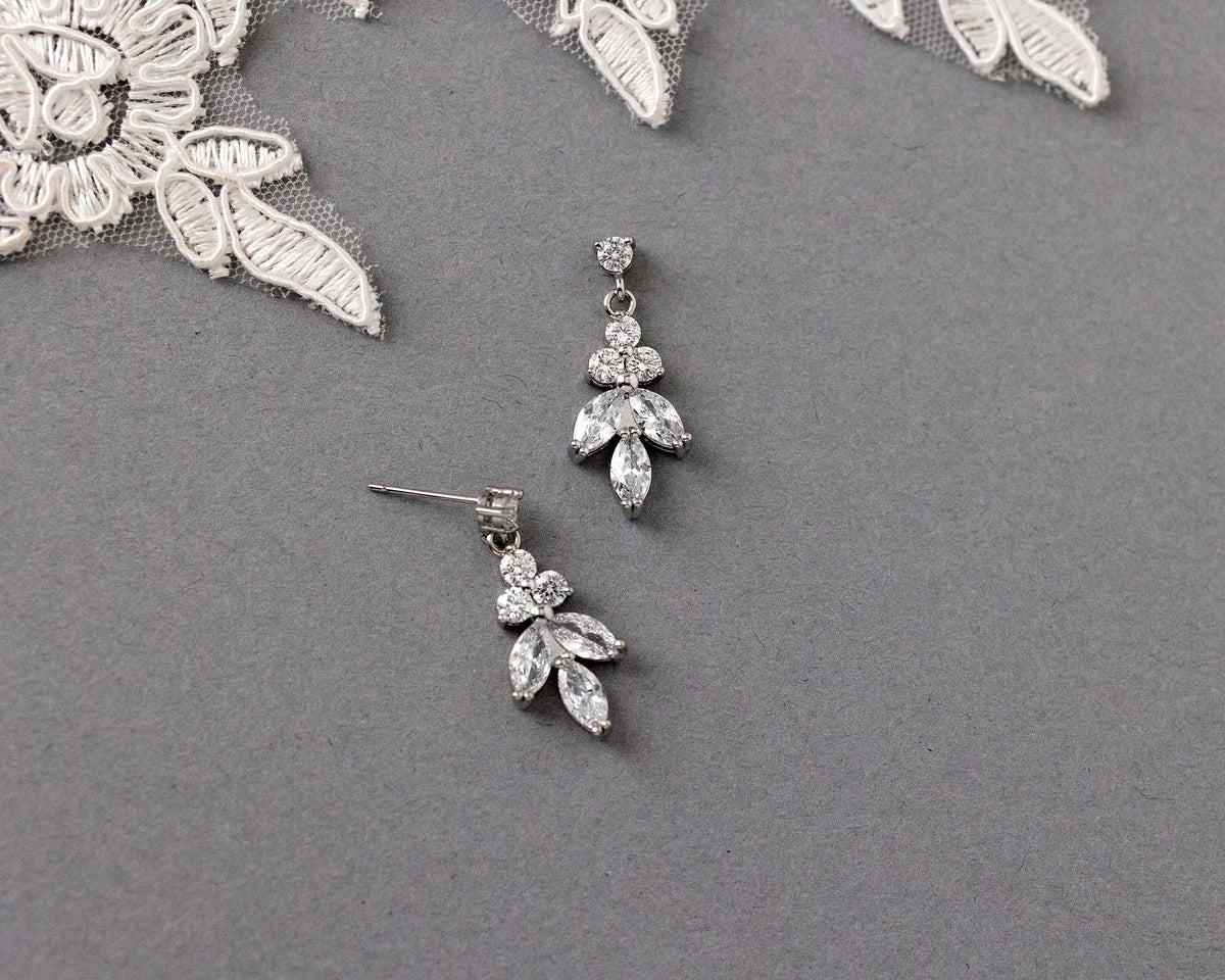 Simple Leaf Drop CZ Earrings - Cassandra Lynne