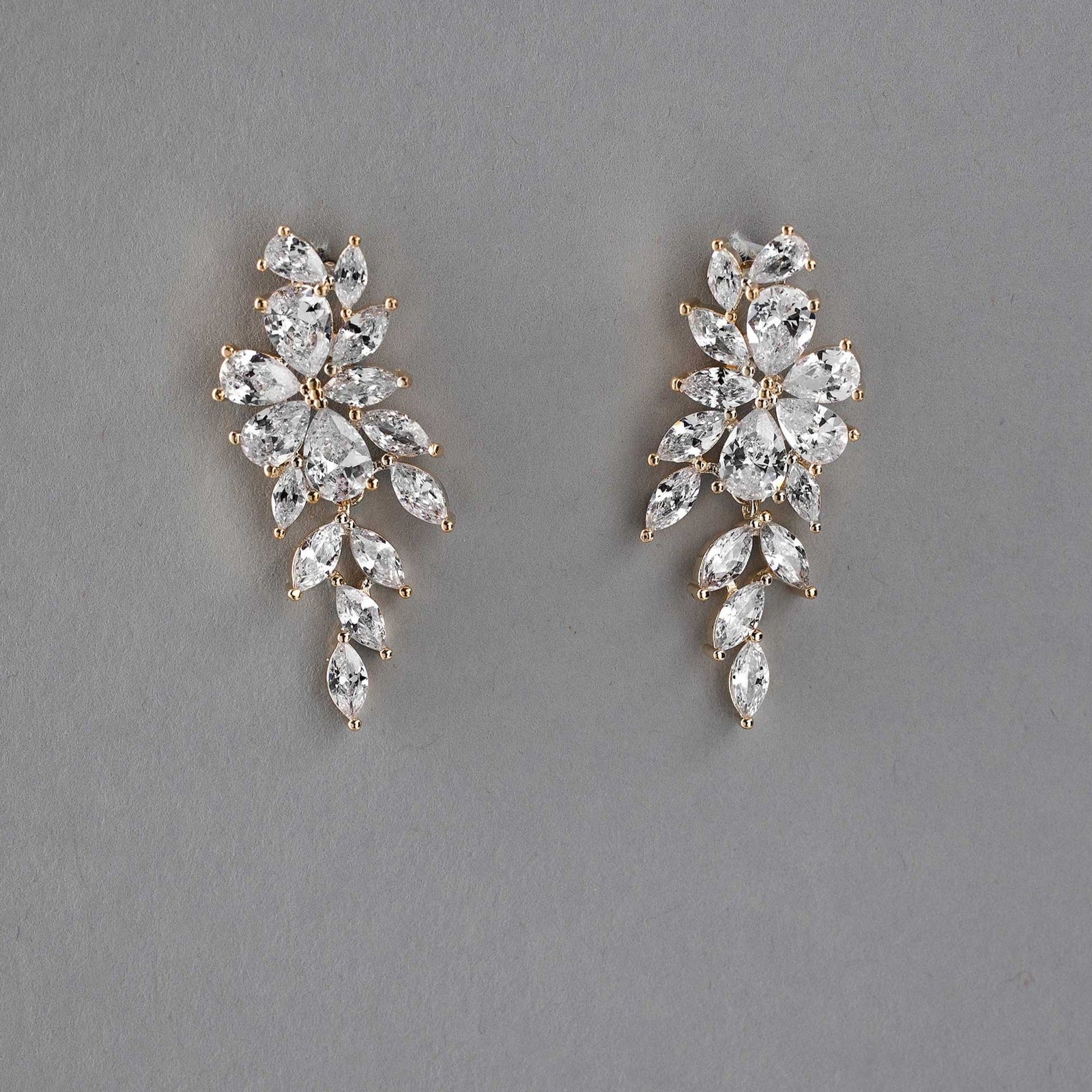 CZ Earrings Teardrop Flower Vine Drop - Earrings - Cassandra Lynne