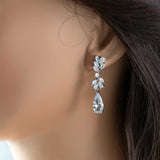 CZ Elongated Drop Wedding Earrings - Earrings - Cassandra Lynne