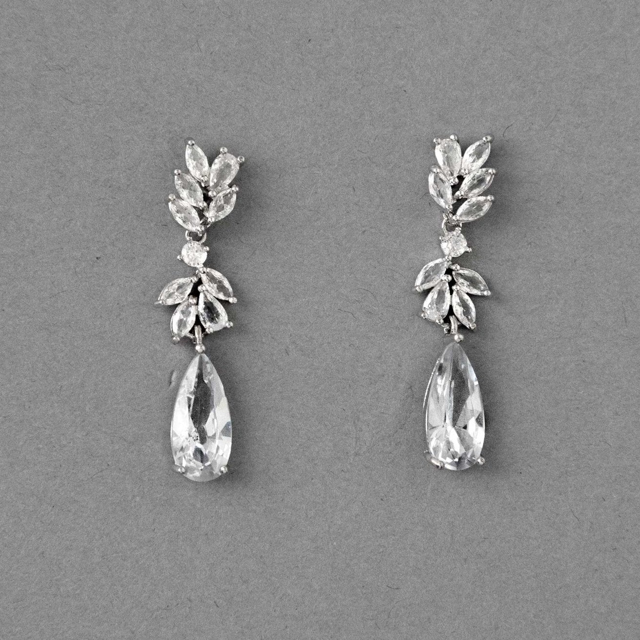 CZ Elongated Drop Wedding Earrings - Earrings - Cassandra Lynne