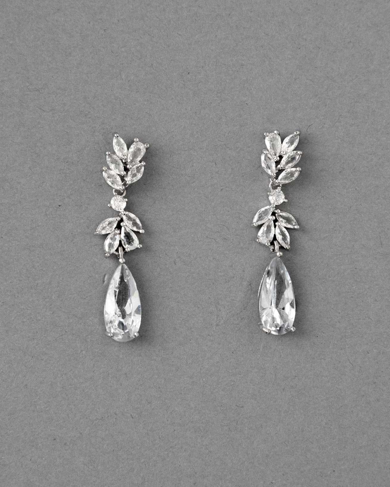 CZ Elongated Drop Wedding Earrings - Earrings - Cassandra Lynne
