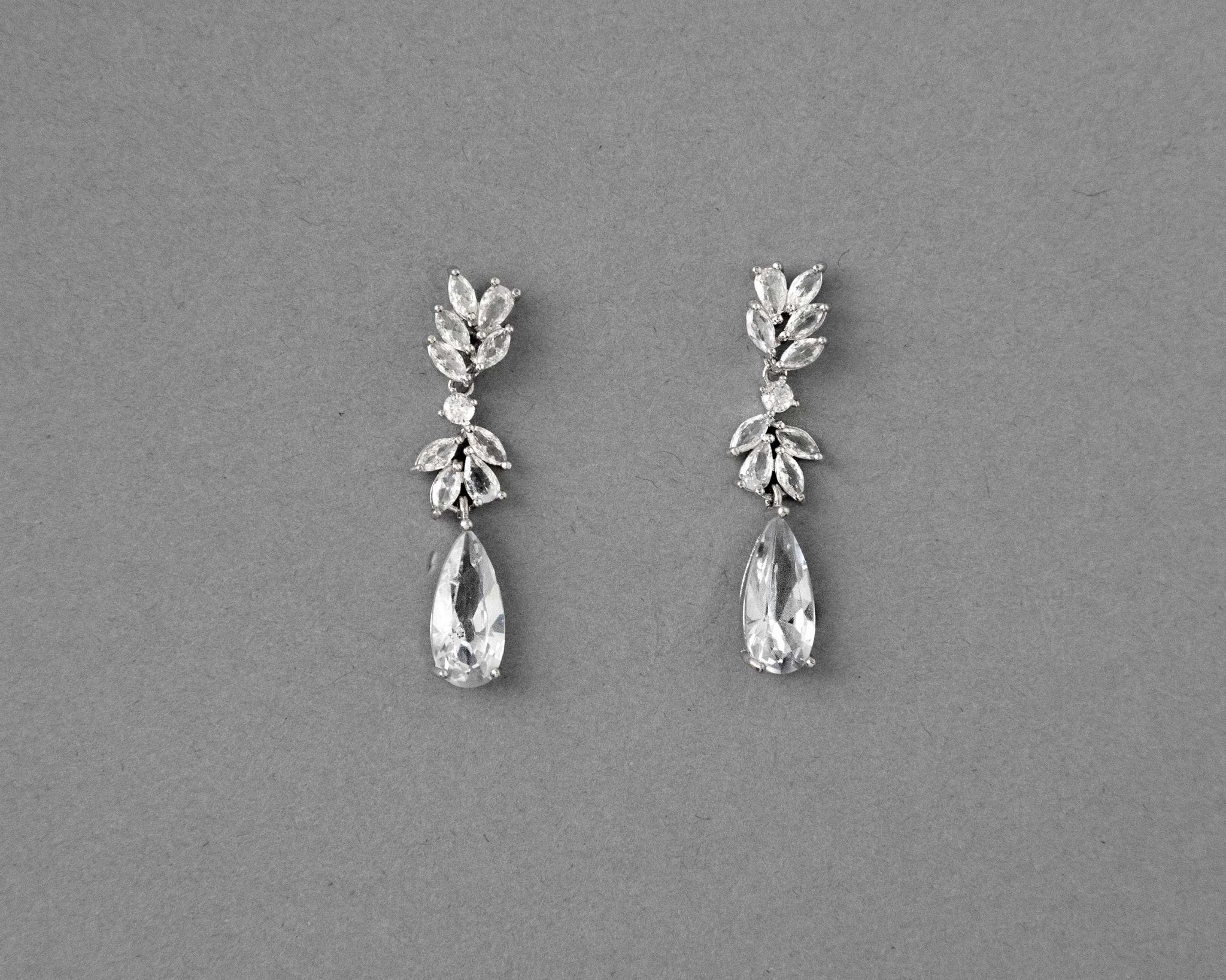 CZ Elongated Drop Wedding Earrings - Earrings - Cassandra Lynne