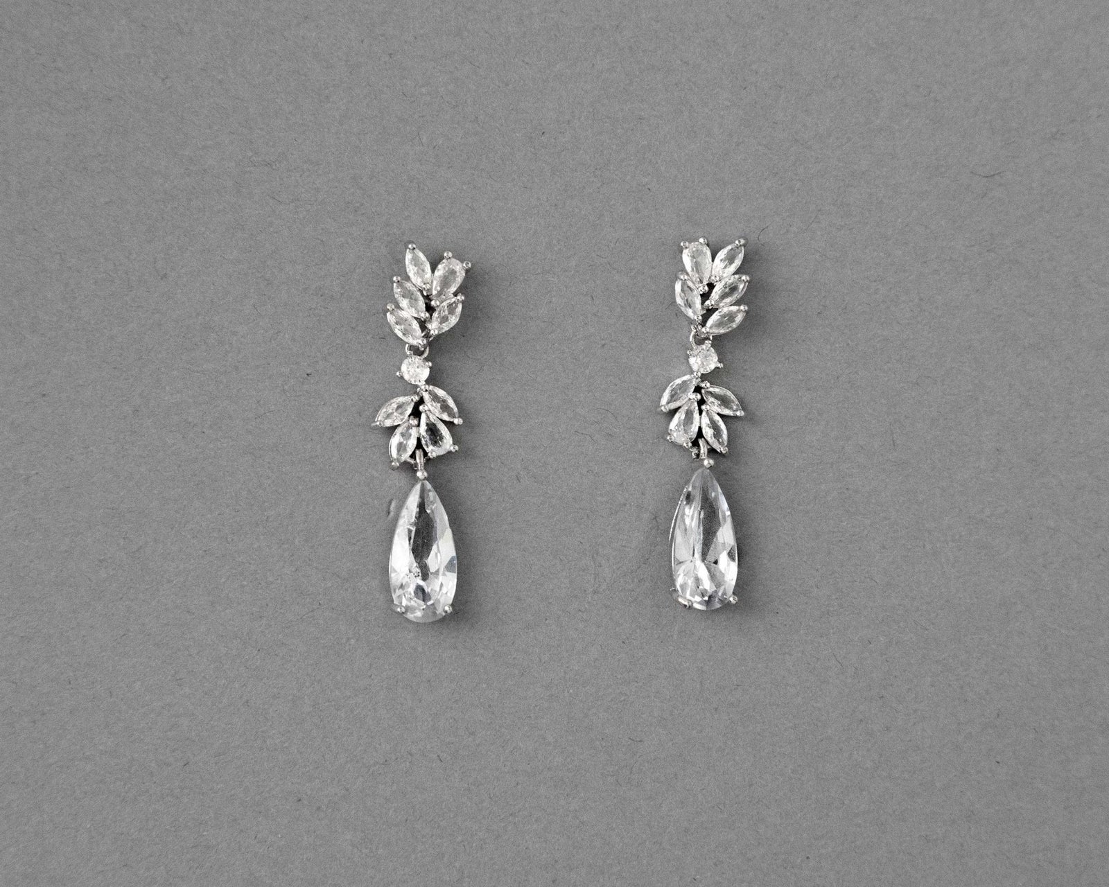 CZ Elongated Drop Wedding Earrings - Earrings - Cassandra Lynne