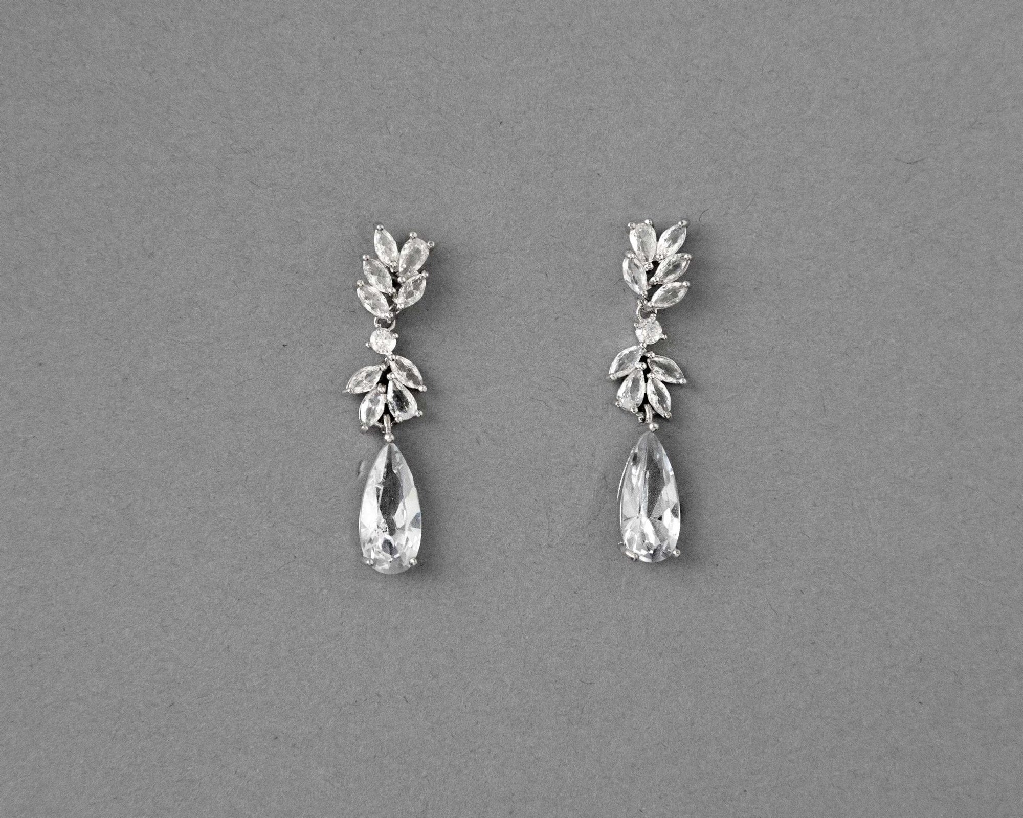 CZ Elongated Drop Wedding Earrings - Earrings - Cassandra Lynne