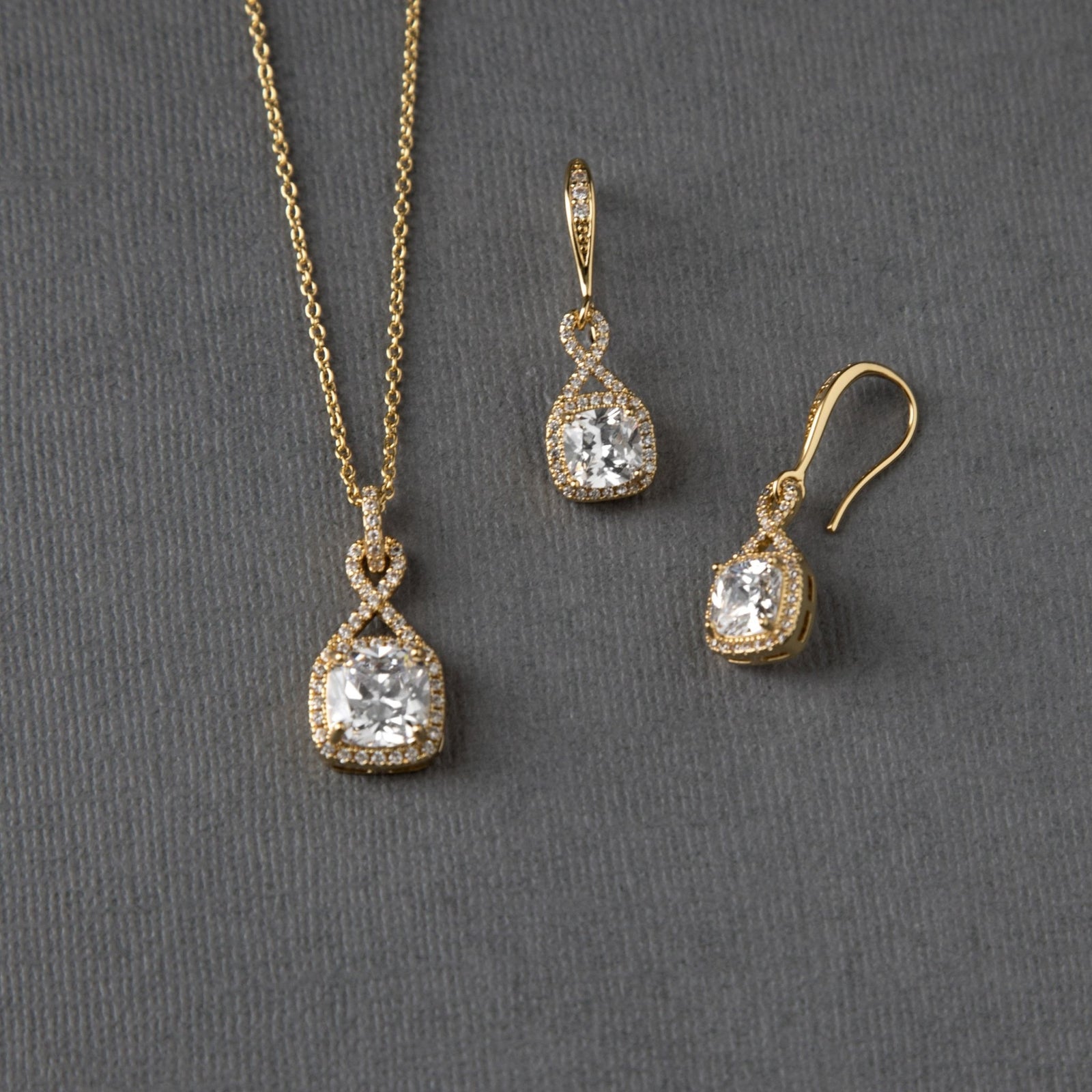 CZ Figure Eight Princess Cut Necklace Set - Necklace Set - Cassandra Lynne