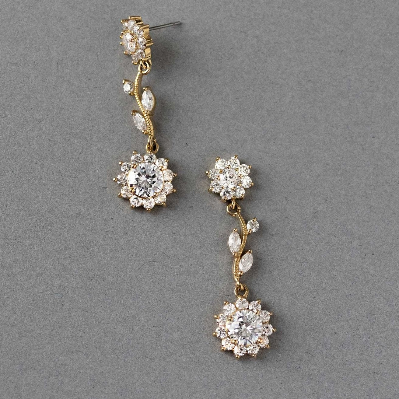 CZ Flower Dangle Earrings - Earrings - Cassandra Lynne