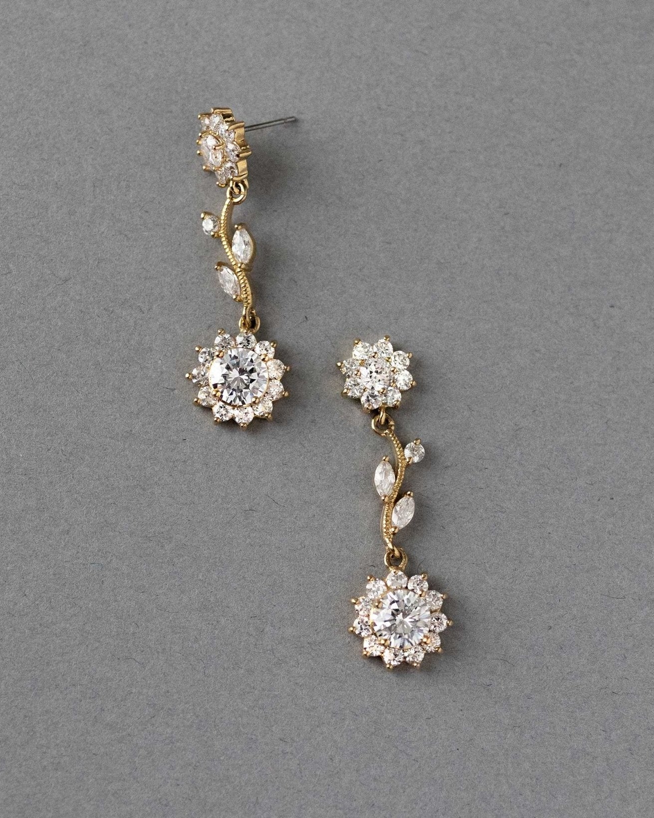 CZ Flower Dangle Earrings - Earrings - Cassandra Lynne