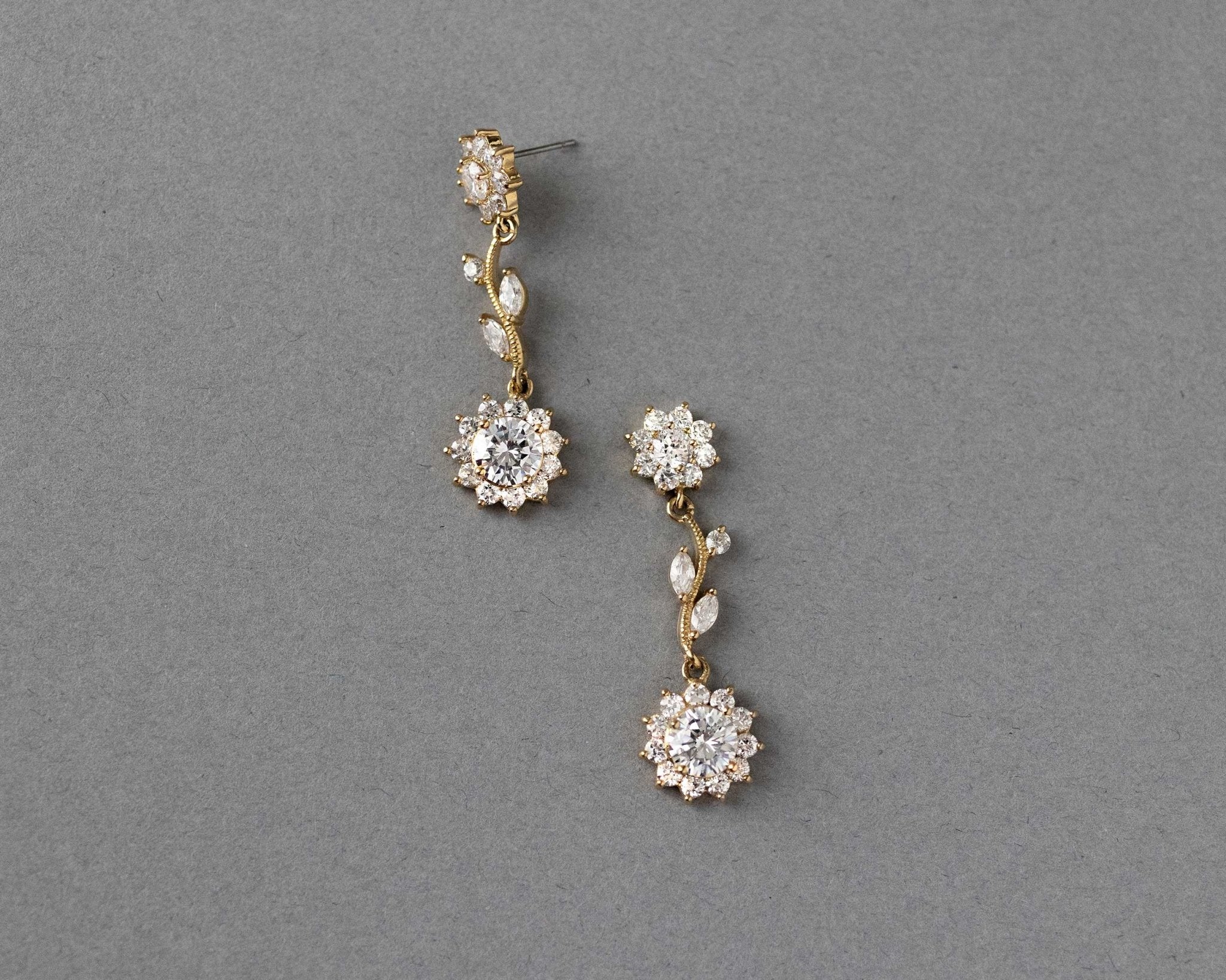 CZ Flower Dangle Earrings - Earrings - Cassandra Lynne