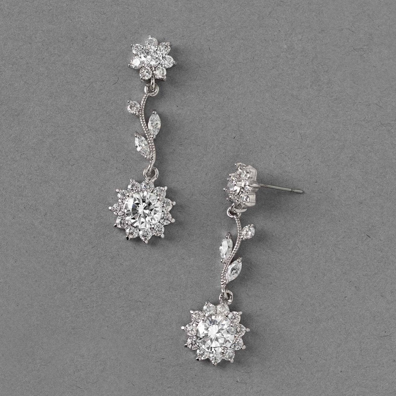 CZ Flower Dangle Earrings - Earrings - Cassandra Lynne