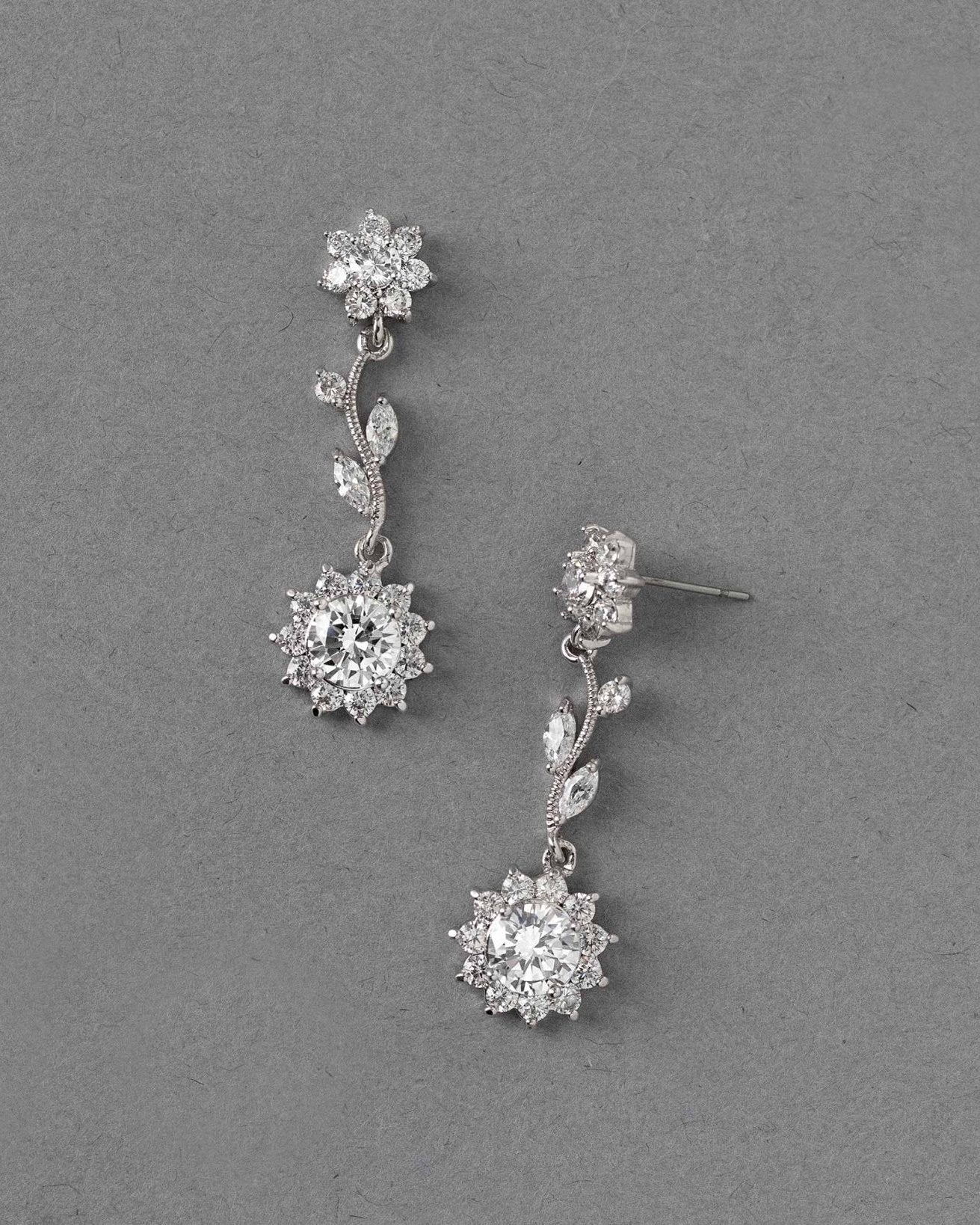 CZ Flower Dangle Earrings - Earrings - Cassandra Lynne