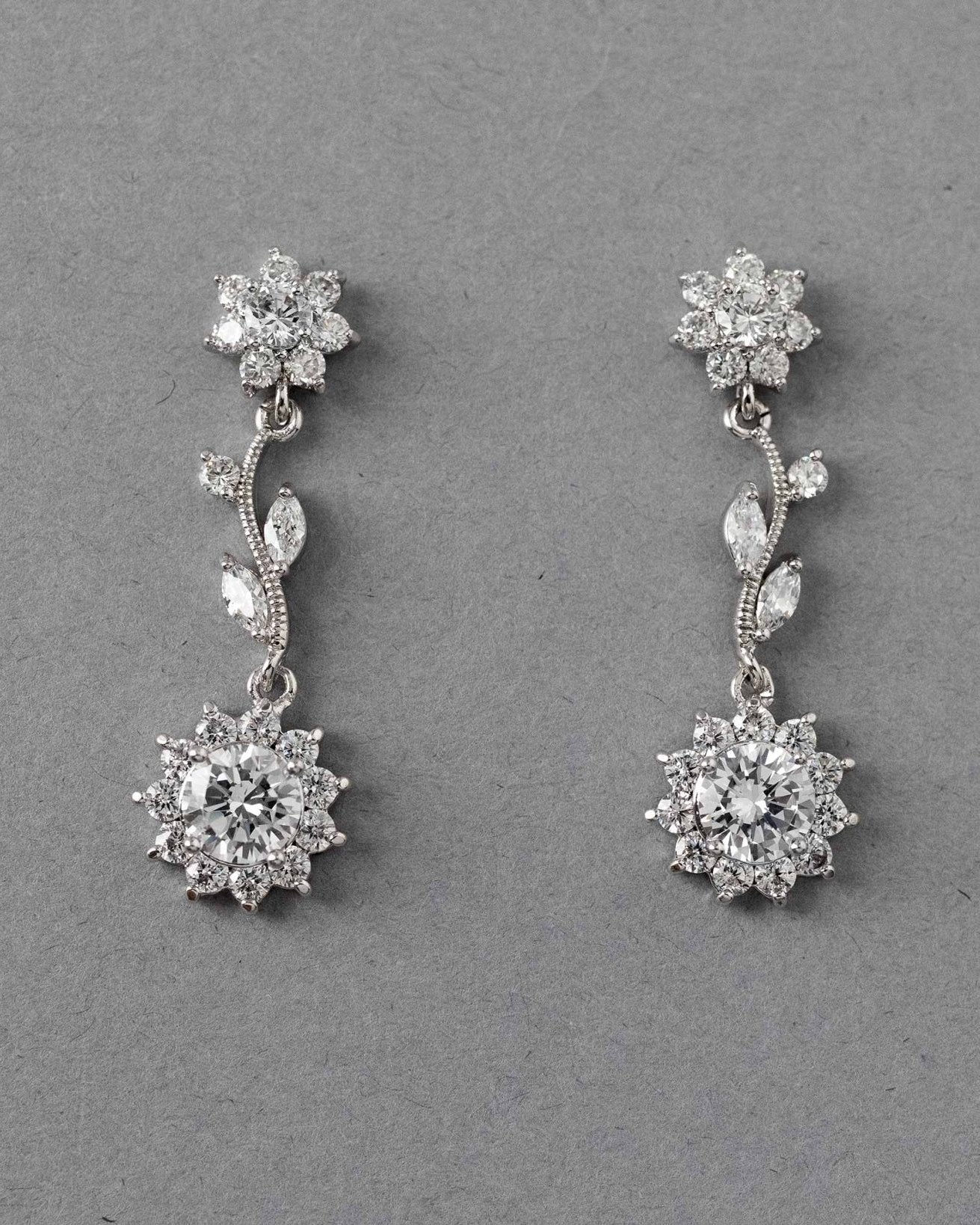 CZ Flower Dangle Earrings - Earrings - Cassandra Lynne