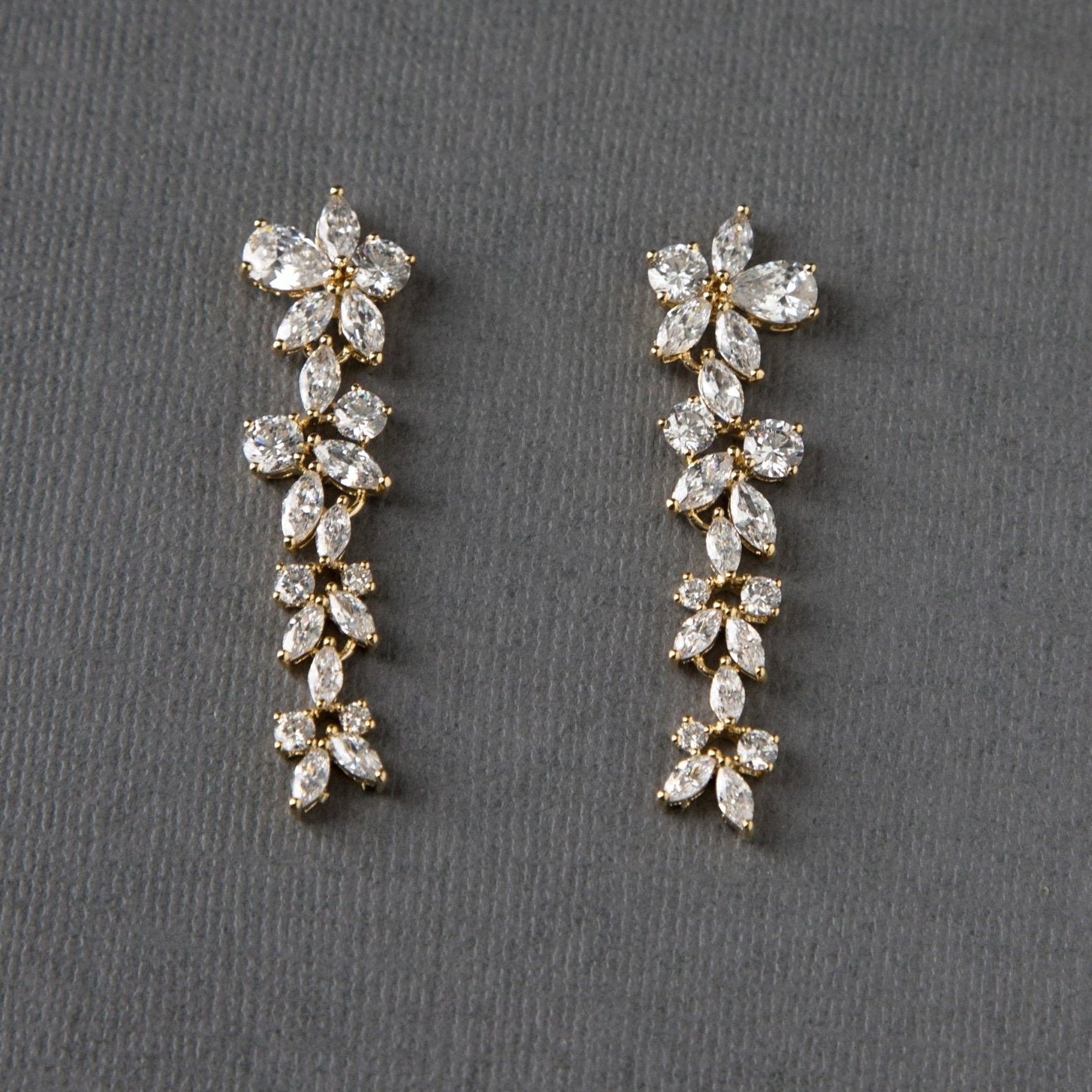 CZ Flower Dangle Earrings for Wedding - Earrings - Cassandra Lynne