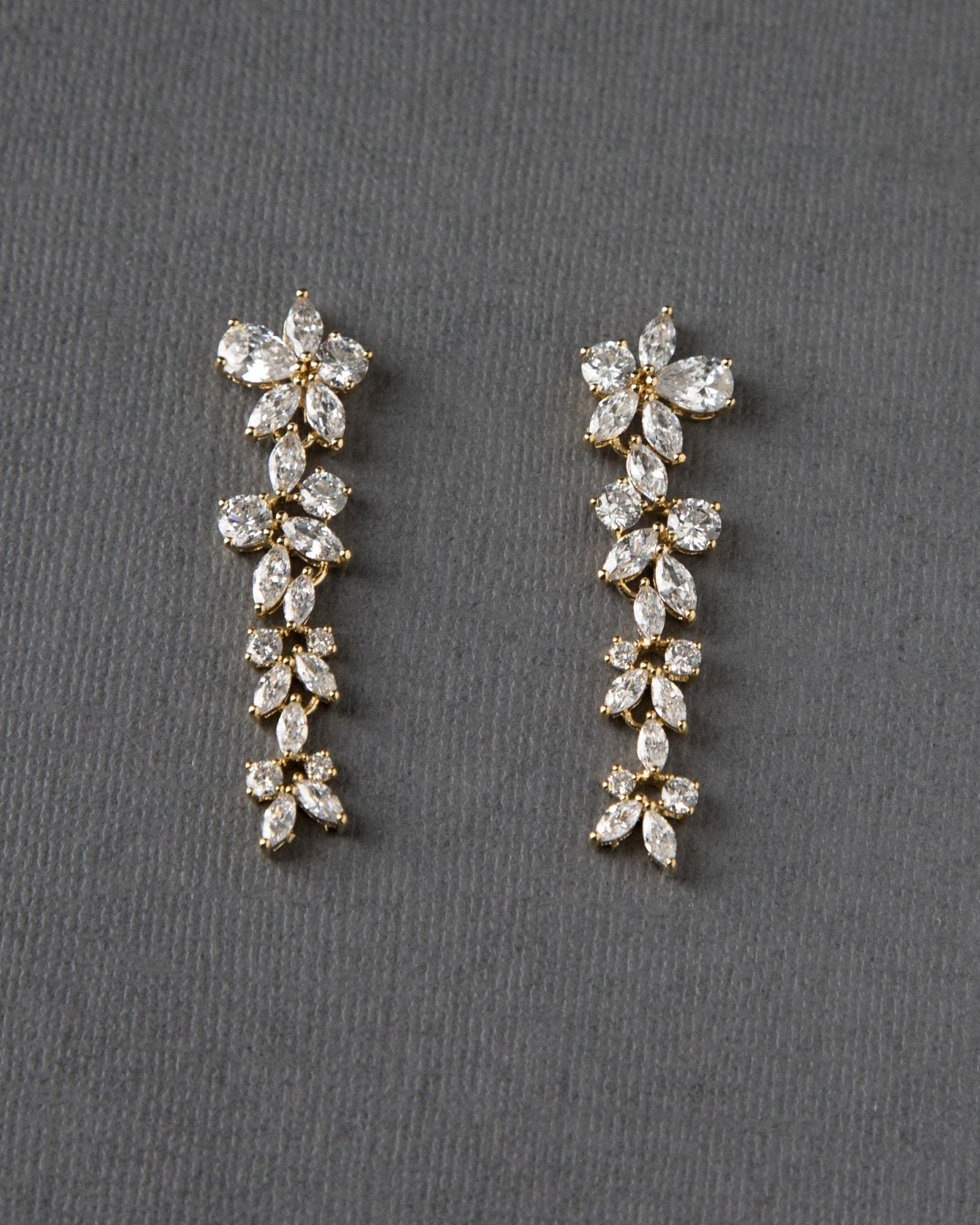 CZ Flower Dangle Earrings for Wedding - Earrings - Cassandra Lynne