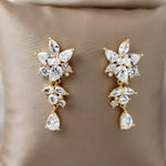 CZ Flower Earrings with Tiny Pearl Center - Earrings - Cassandra Lynne