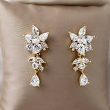 CZ Flower Earrings with Tiny Pearl Center - Earrings - Cassandra Lynne