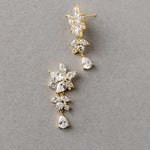 CZ Flower Earrings with Tiny Pearl Center - Earrings - Cassandra Lynne