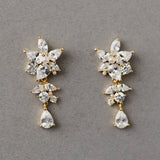 CZ Flower Earrings with Tiny Pearl Center - Earrings - Cassandra Lynne