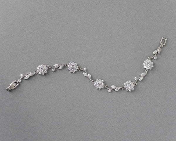 Flower Link CZ Bracelet for the Bride