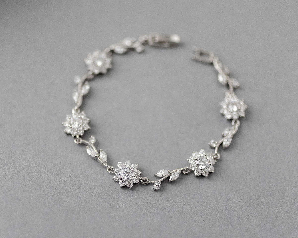 Flower Link CZ Bracelet for the Bride - Cassandra Lynne