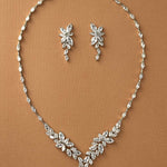 Intricate CZ Leaf Bridal Necklace Set - Necklace Set - Cassandra Lynne