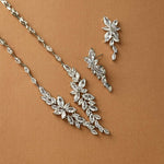 Intricate CZ Leaf Bridal Necklace Set - Necklace Set - Cassandra Lynne