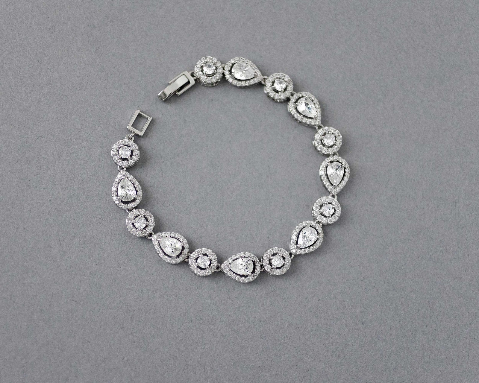 CZ Bridal Bracelet with Round and Pear Stones - Cassandra Lynne