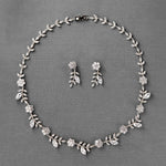 CZ Linked Flowers and Leaves Wedding Necklace - Necklace Set - Cassandra Lynne