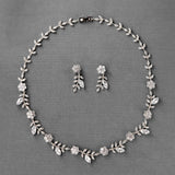 CZ Linked Flowers and Leaves Wedding Necklace - Necklace Set - Cassandra Lynne
