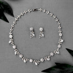 CZ Linked Flowers and Leaves Wedding Necklace - Necklace Set - Cassandra Lynne