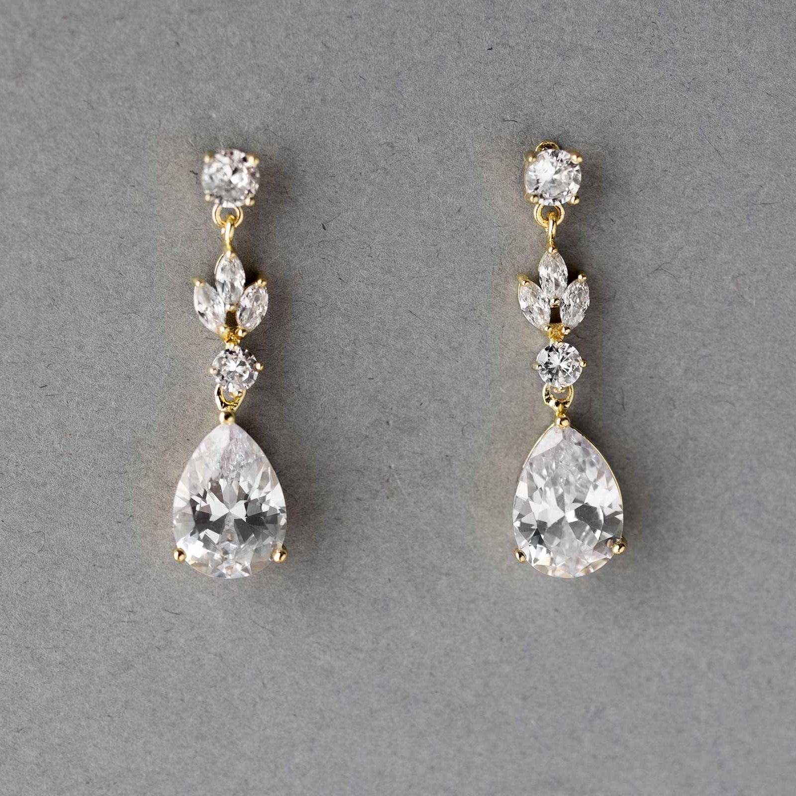 CZ Pear Drop Bridal Earrings - Earrings - Cassandra Lynne
