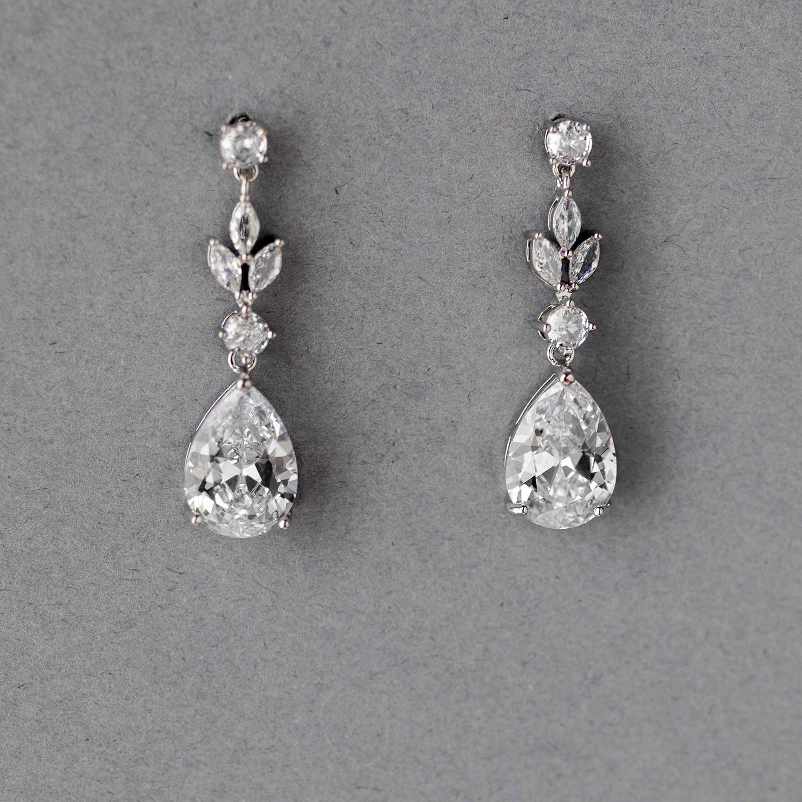 CZ Pear Drop Bridal Earrings - Earrings - Cassandra Lynne