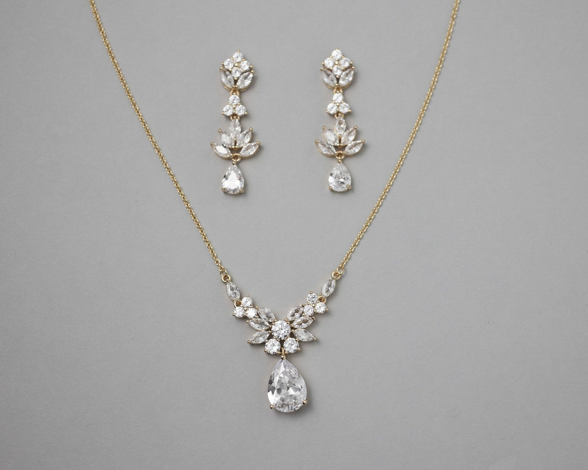 CZ Pendant Necklace and Earirngs Set - Necklace Set - Cassandra Lynne