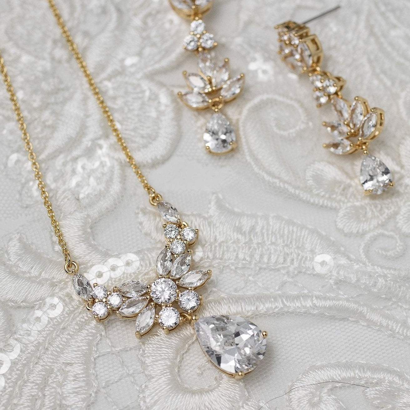 CZ Pendant Necklace and Earirngs Set - Necklace Set - Cassandra Lynne