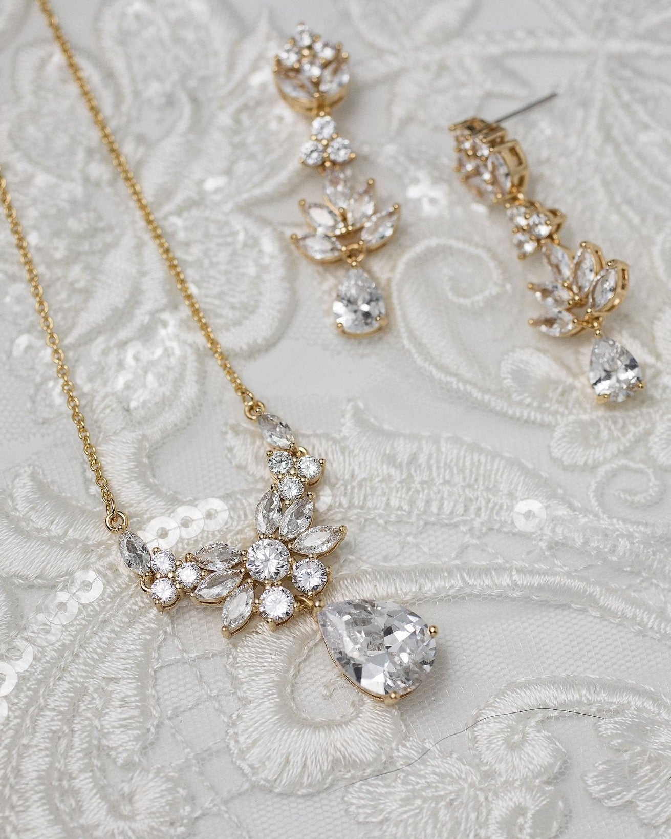 CZ Pendant Necklace and Earirngs Set - Necklace Set - Cassandra Lynne