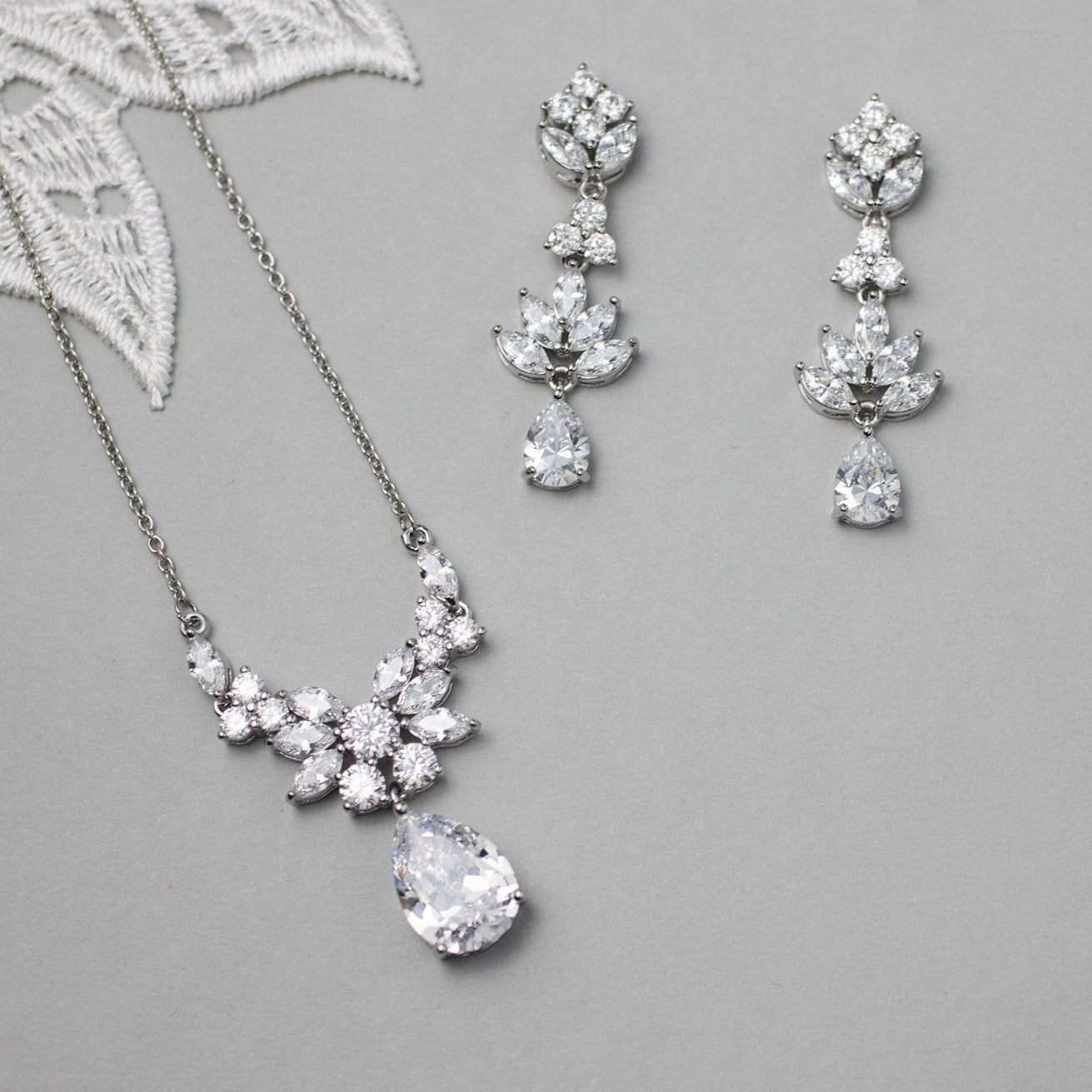 CZ Pendant Necklace and Earirngs Set - Necklace Set - Cassandra Lynne