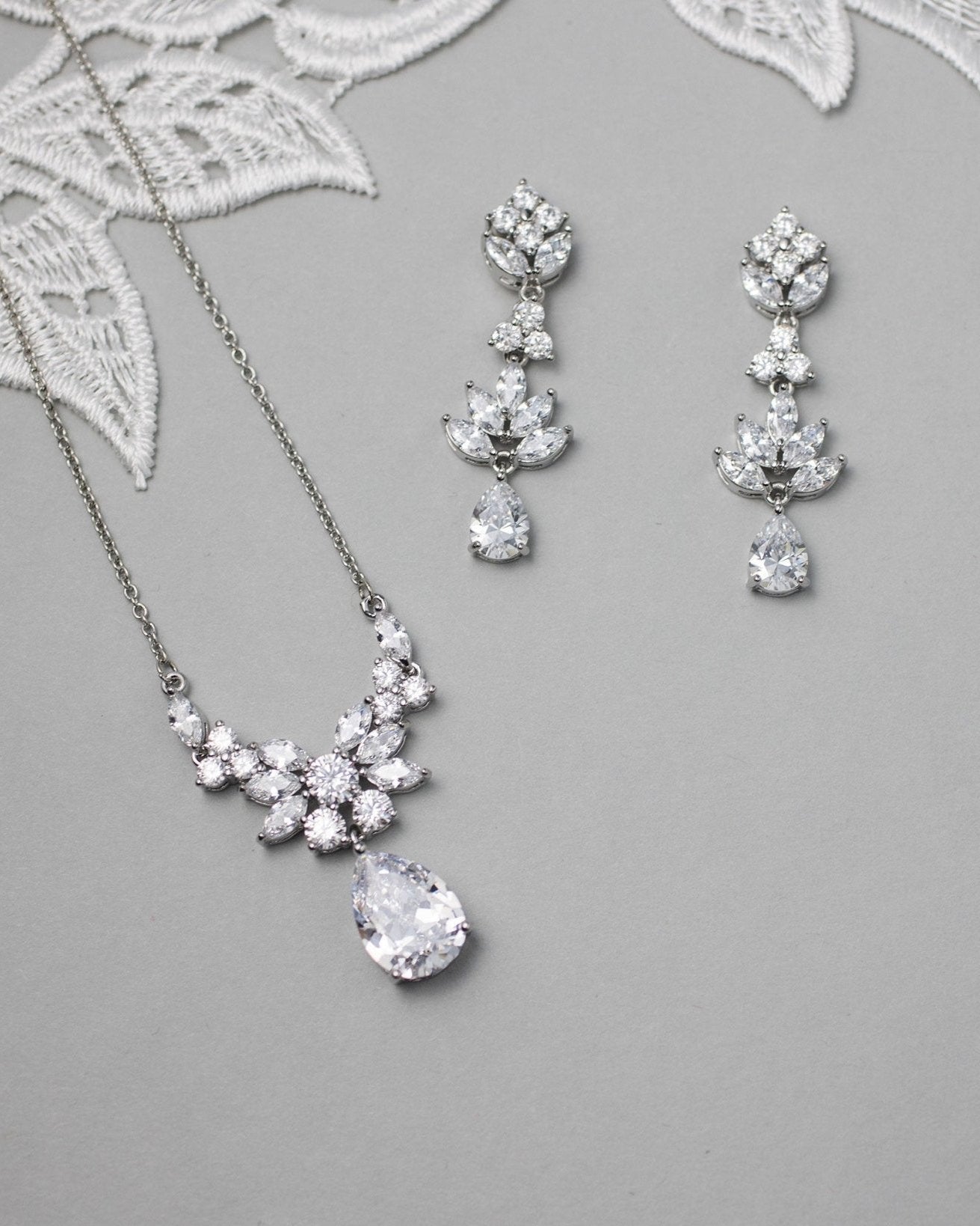 CZ Pendant Necklace and Earirngs Set - Necklace Set - Cassandra Lynne