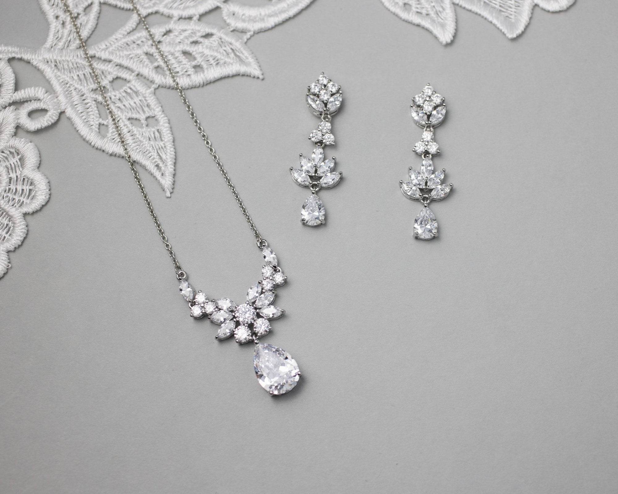 CZ Pendant Necklace and Earirngs Set - Necklace Set - Cassandra Lynne