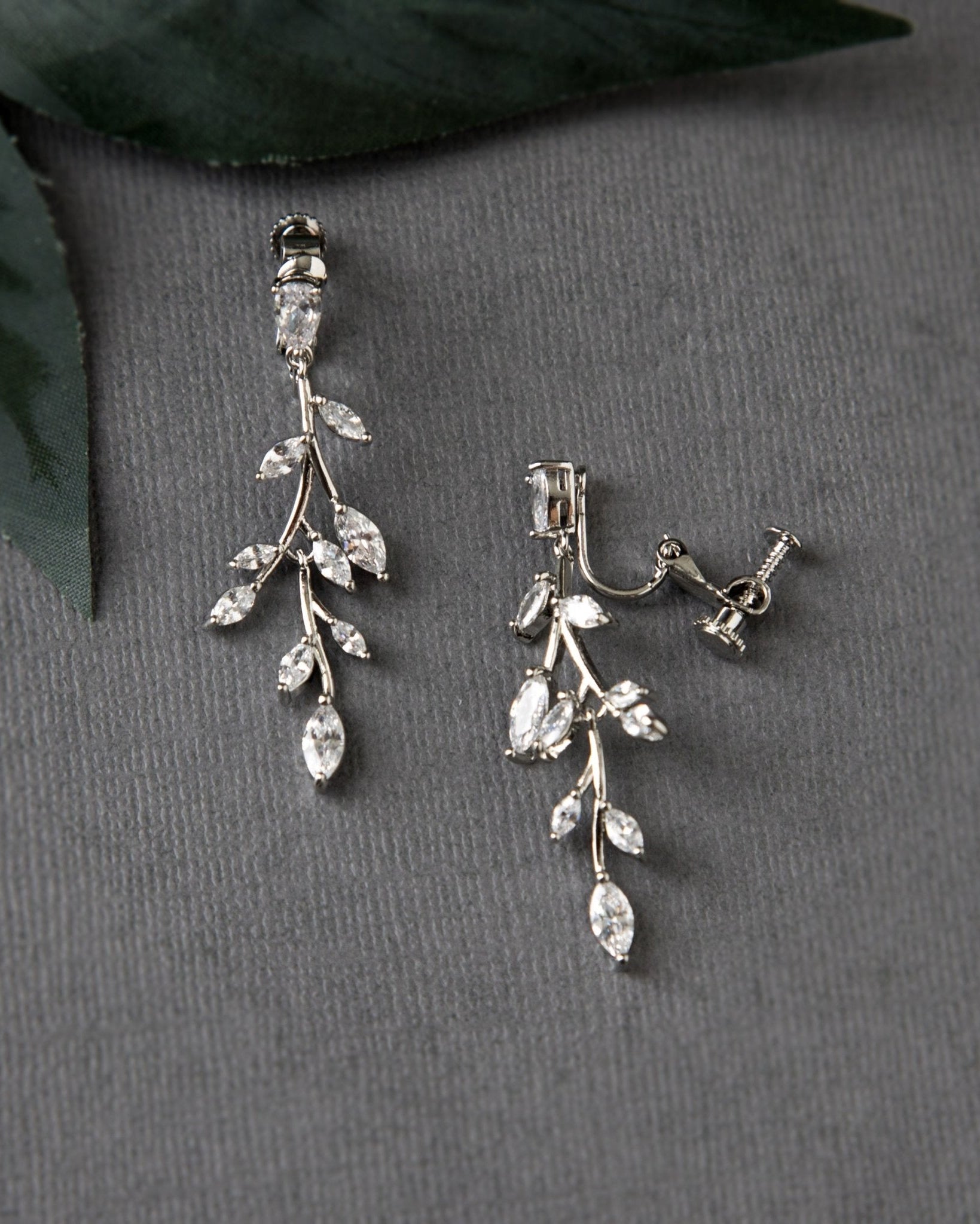 CZ Vine Drop Screw Back Earrings - Earrings - Cassandra Lynne