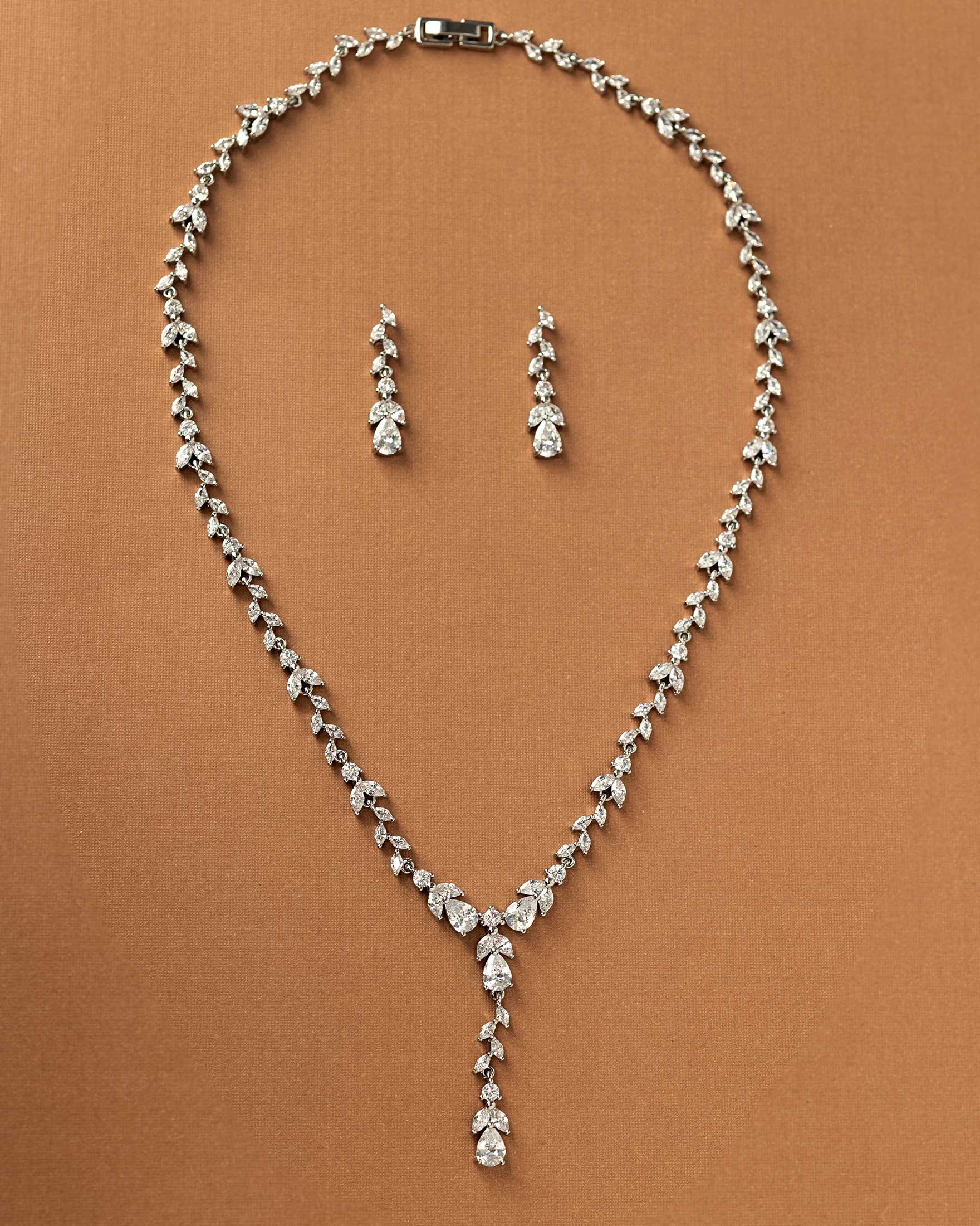 Marquise Vine and Pear Drop CZ Necklace Set