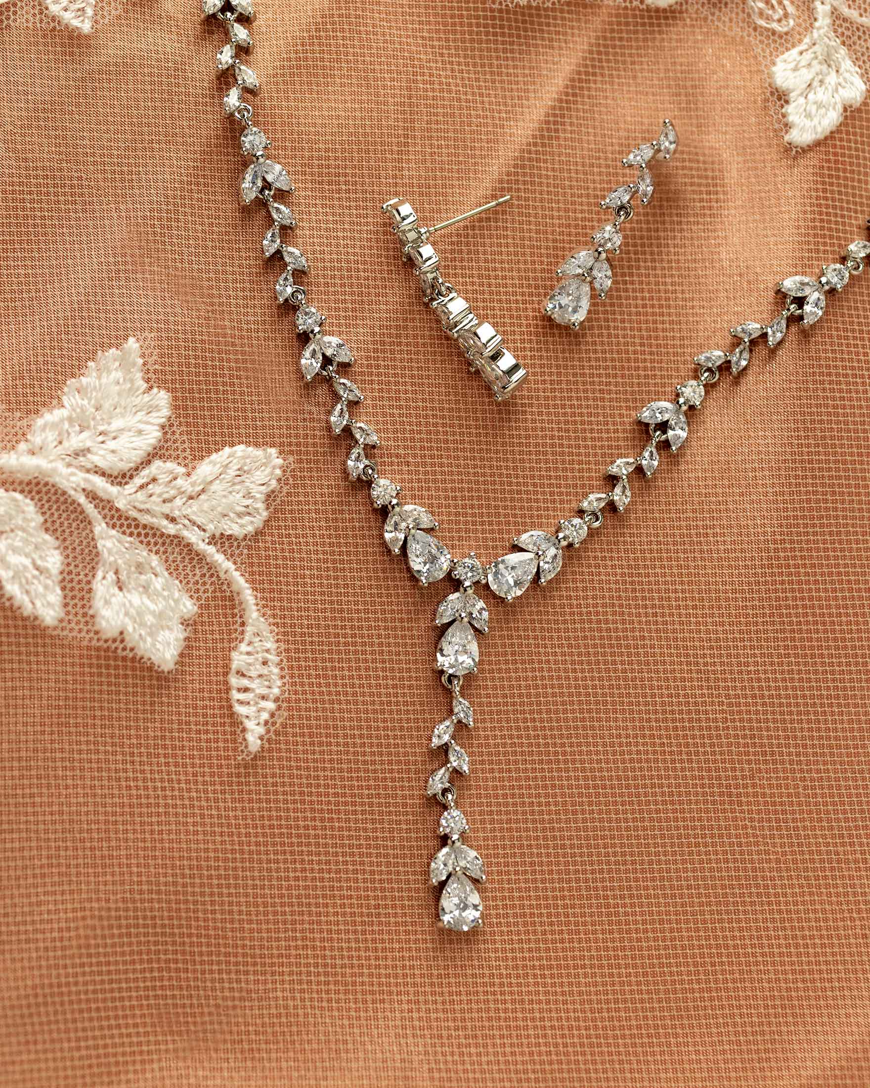 Marquise Vine and Pear Drop CZ Necklace Set