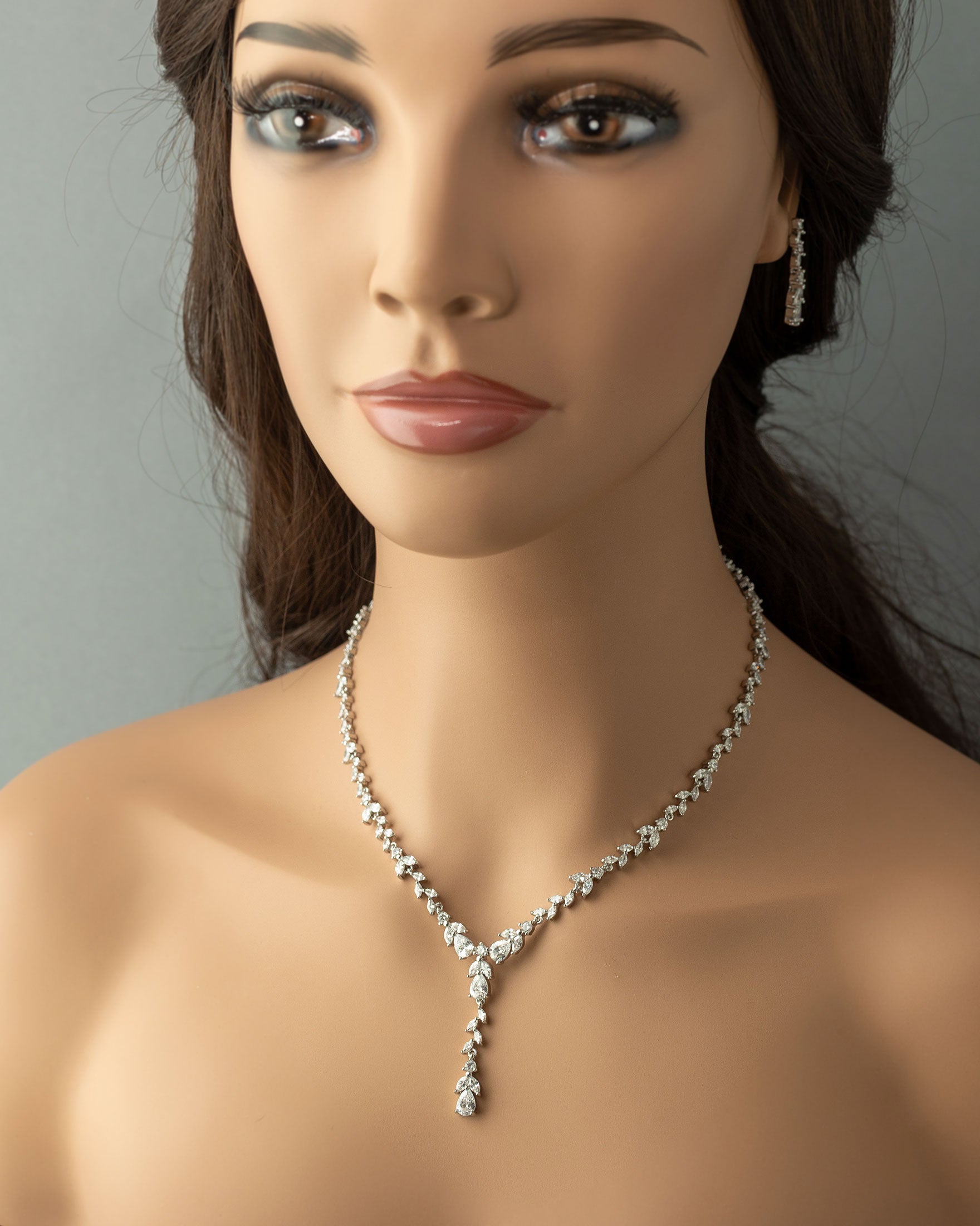 Marquise Vine and Pear Drop CZ Necklace Set