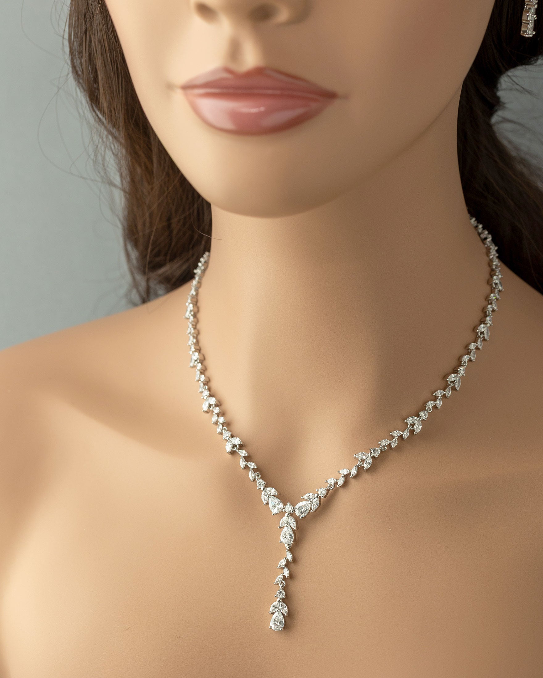 Marquise Vine and Pear Drop CZ Necklace Set