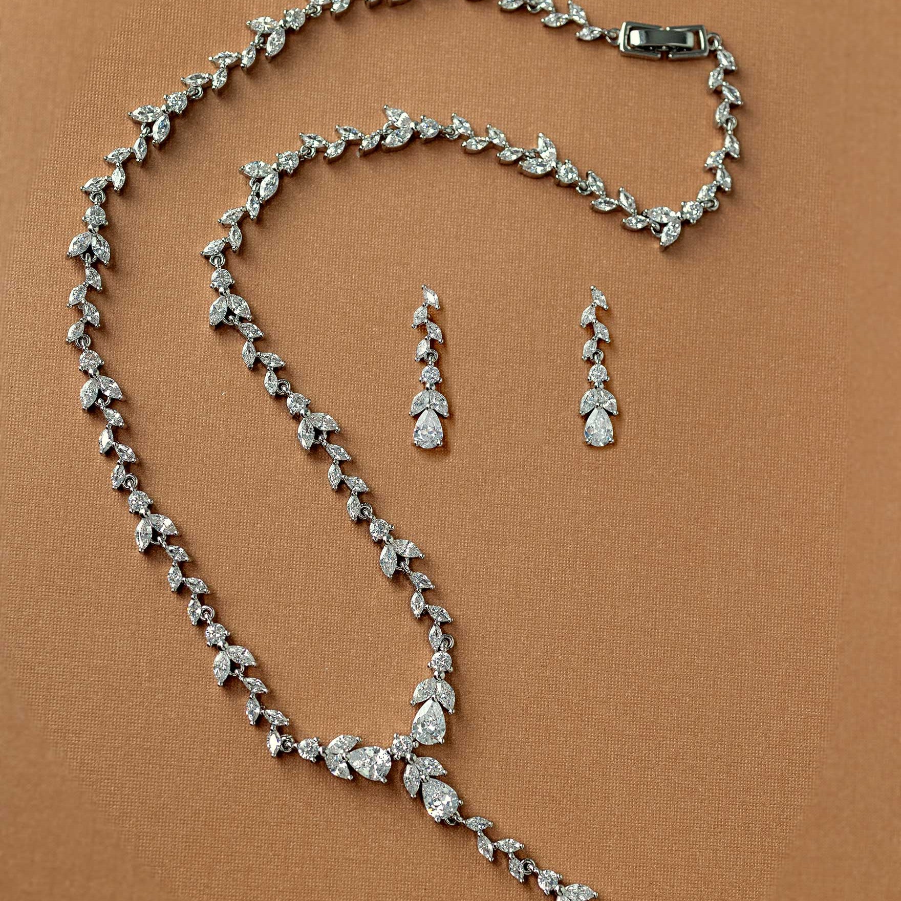 Marquise Vine and Pear Drop CZ Necklace Set