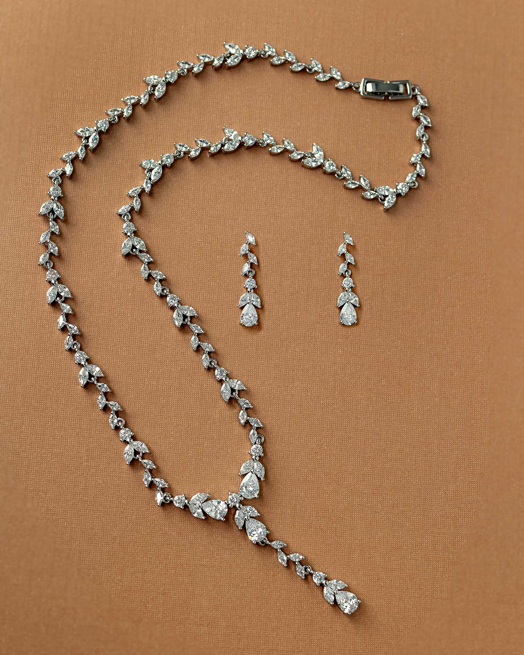 Marquise Vine and Pear Drop CZ Necklace Set