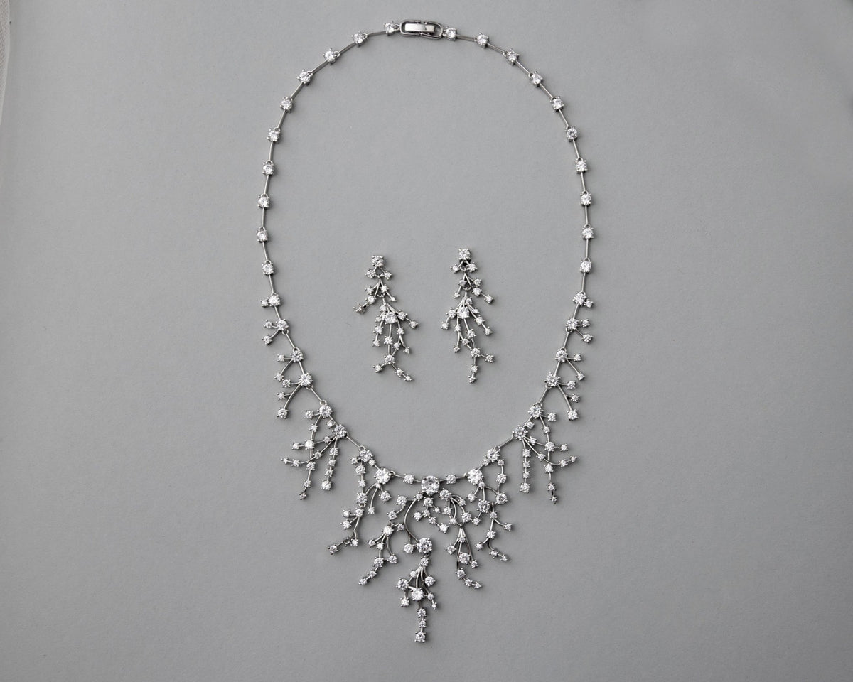 CZ Waterfall Necklace and Earrings - Necklace Set - Cassandra Lynne