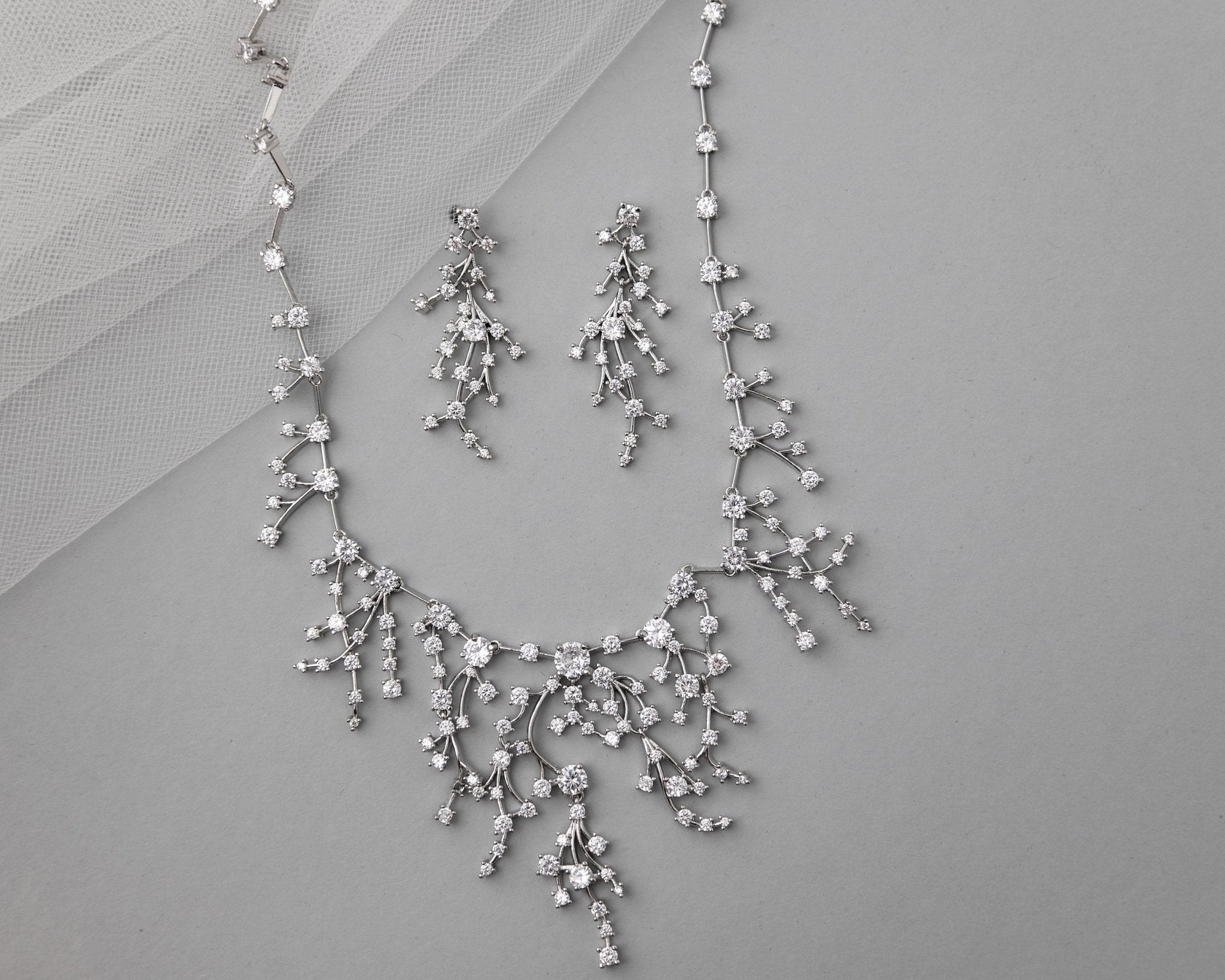CZ Waterfall Necklace and Earrings - Necklace Set - Cassandra Lynne